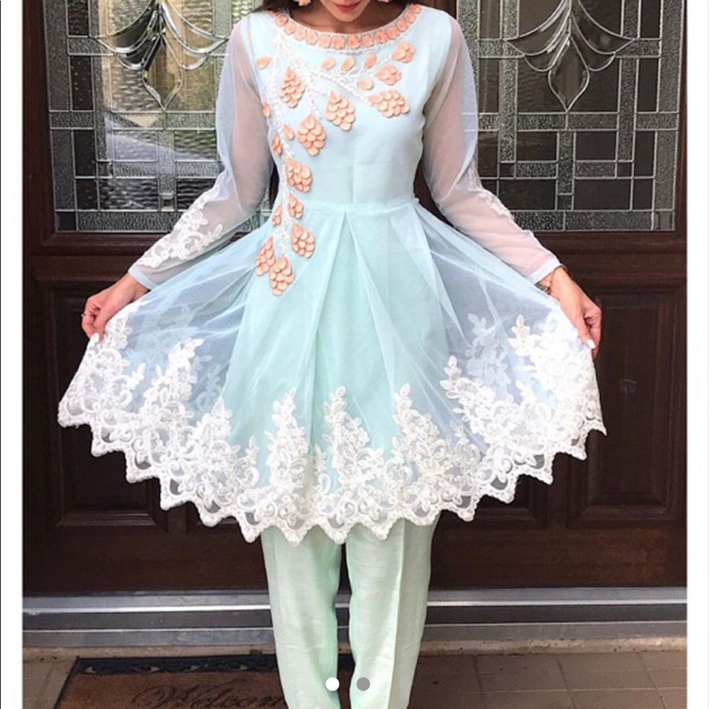 Sana and Samia original design mint green peplum